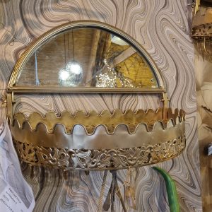 Goud metaal kapstok 50 cm x 50 cm, Art Sensation, stoer met verstel bare spiegel en ophang haken van metaal, super veel haken en opzet rand om wat op te leggen ( op voorraad ) V 2