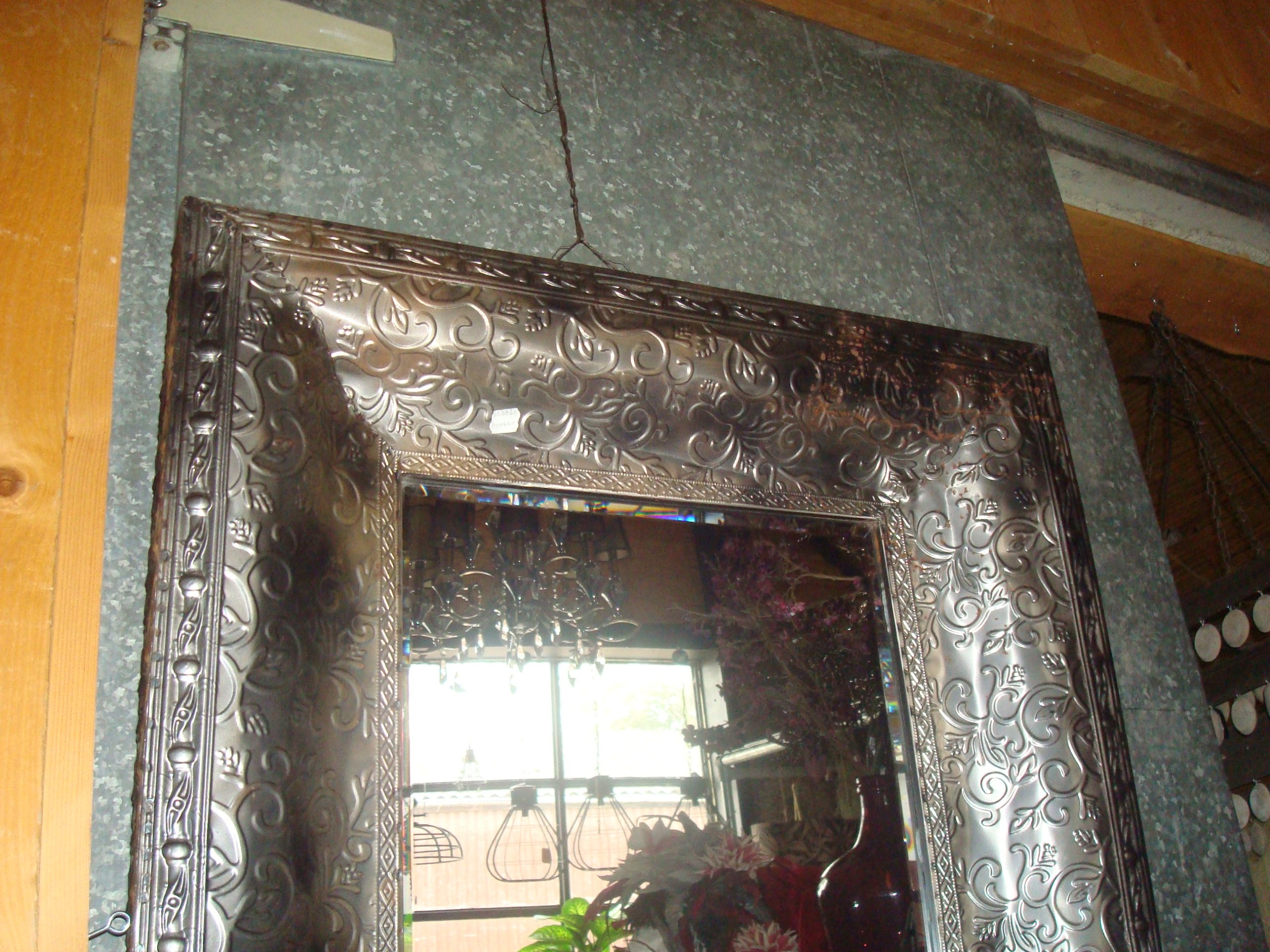 zwart zilveren metalen glas spiegel, Art Sensation, lijst prachtig met spiegel ijzeren rand bewerkt 110x90x10 cm. Rand 20 cm.  (op voorraad) v1 - Afbeelding 2