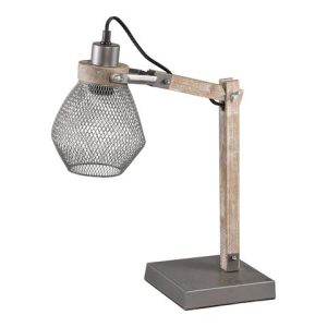 grijs metaal met houten voet,  PTMD, tafellampen/lamp de gehele collectie van PTMD is bij ons verkrijgbaar mail of bericht voor meer informatie met Marjolein