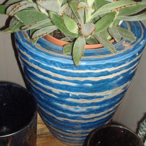 Blauw aardewerk, Luimes & Luimes, geglazuurd plant pot bloem vaas Da Vinci 2-2 blue pot/vaas (op voorraad) V3