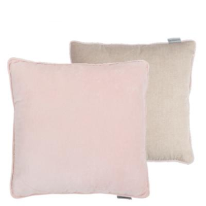 Roze kussen 50x50cm vierkant, Braxton Home Collection, Danny pillow light pink voor kant fluweel achterkant taupe naturel linnen kleur met binnen kussen (bij meerdere kussen 1 verzend bedrag)  (op voorraad) V2