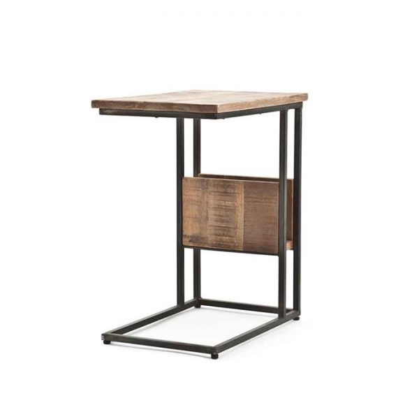 By Boo, Slider black laptop tafel zwart ijzer met houten blad en