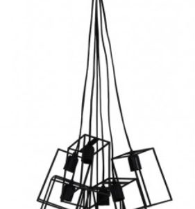 zwarte metalen, Light & Living, hanglamp decoratief met 7 lampen dus geeft goed licht  7L 43x43 cm VANI met lampen houder en plafond houder  (op voorraad) V2