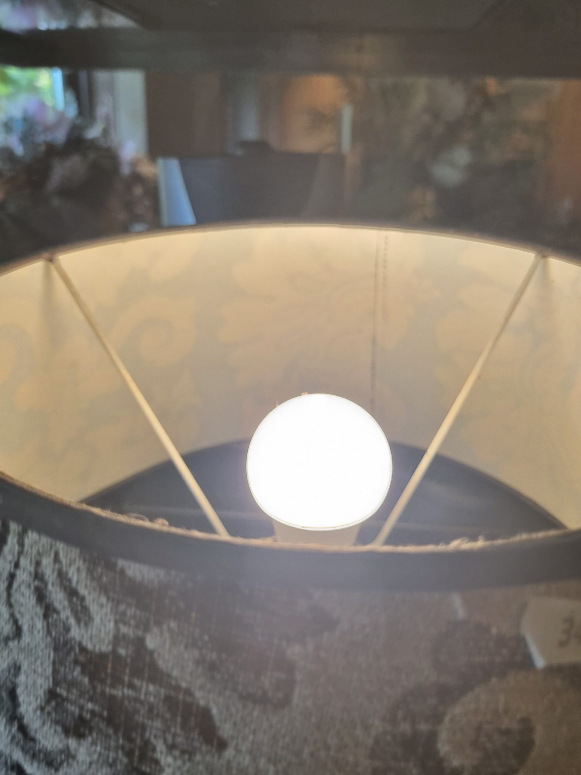 Bruin taupe met zwart linnen motief lampenkap, Light & Living, voor op voet lamp/kap/lampenkap, binnenkant wit, deels transparant (op voorraad) V1 - Afbeelding 2