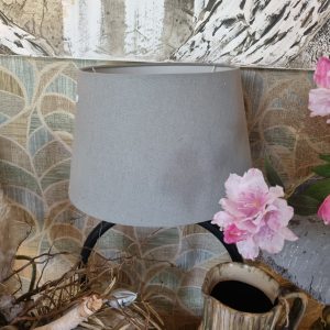 grijs linnen lampenkap / kap, Light & Living, binnenkant wit, transparant, voor op staande voet, 22 cm hoog en 35 cm doorsnede (op voorraad) v2