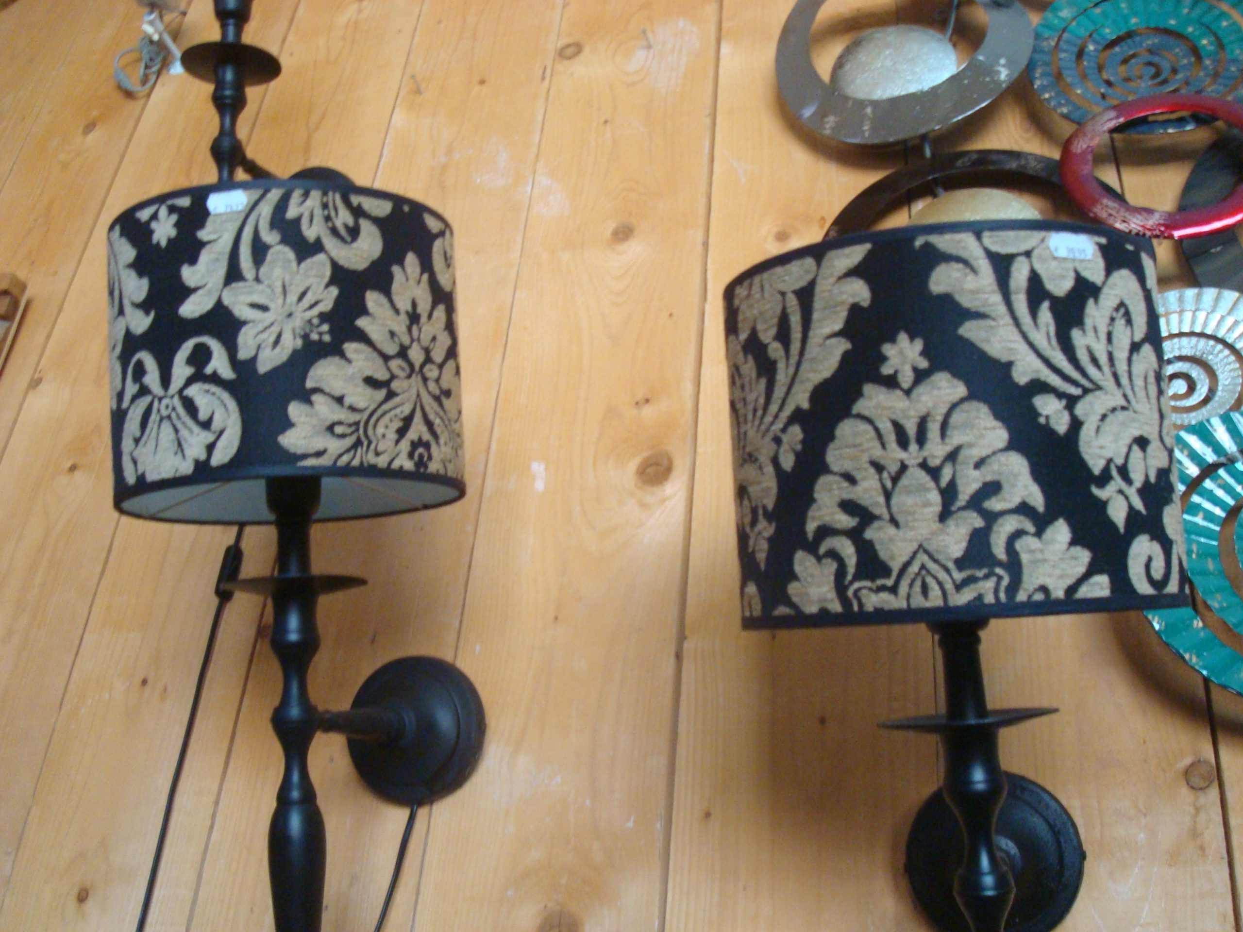 zwart creme linnen, Light & Living, met motief bedrukt linnen voor op staande voet of hang lampenkap/kap/lamp Diameter 25 cm en hoogte 20 cm. (op voorraad) V2 - Afbeelding 2