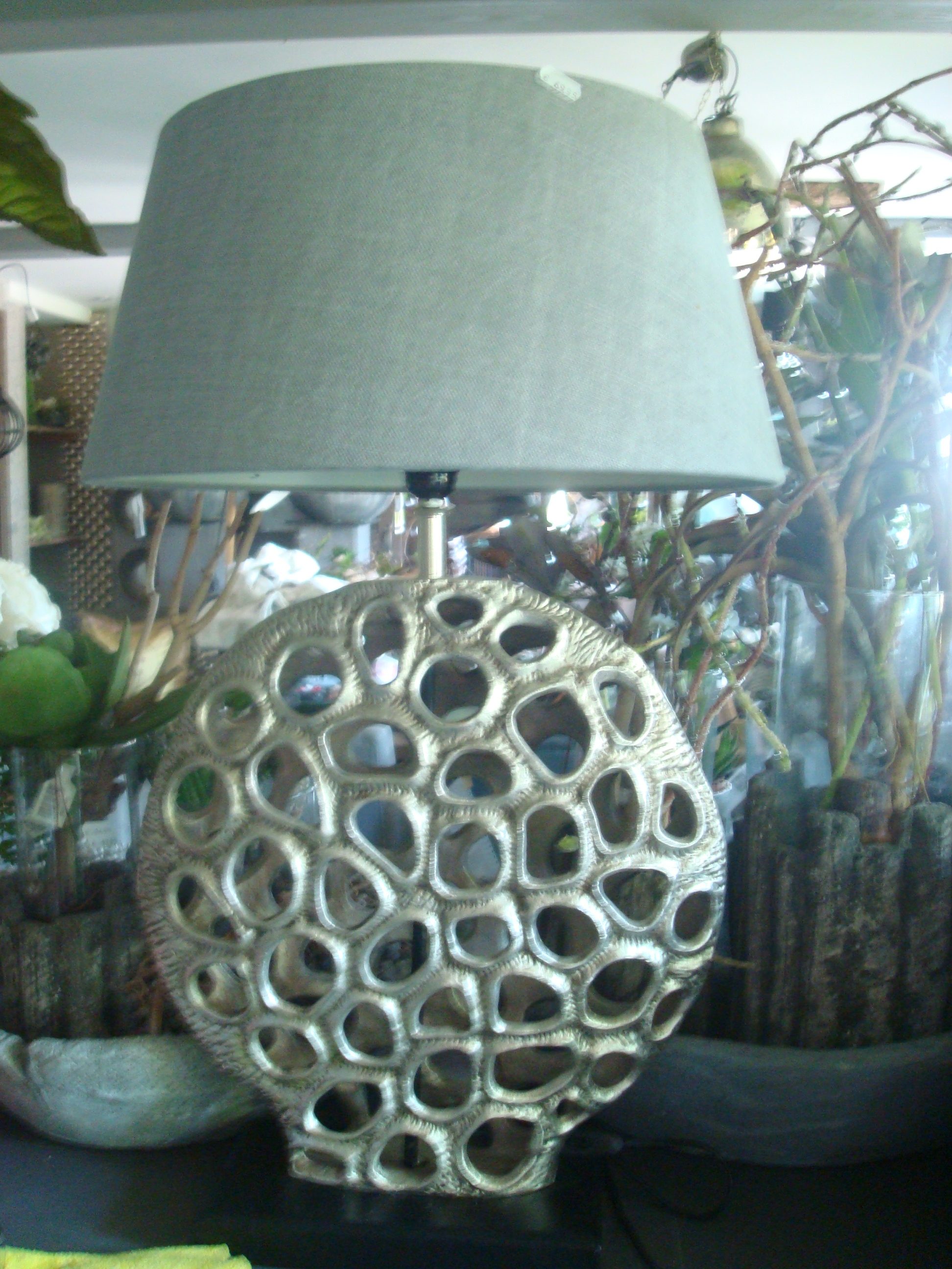 Eurolight, Tafellamp Devon zilver antiek lampenvoet/lamp voorraad) -