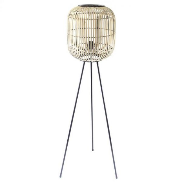 By Boo, Sunlight large vloer lamp zwart ijzer poot met bamboe vloer