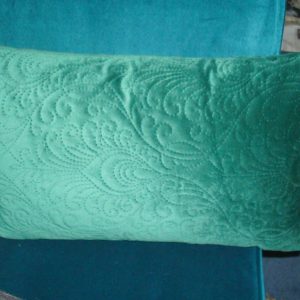 groen turquoise kussen 30x50cm langwerpig, Decoris Home, fluweel stof met motief op geborduurd paisley voorkant achterkant effen, met binnen kussen bij meerdere kussens een verzend bedrag (op voorraad) V2