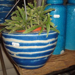Blauw aardewerk,Luimes & Luimes, plant pot bloem vaas  Da Vinci 1-1 blue pot/vaas 20x20x15 cm (op voorraad) V1