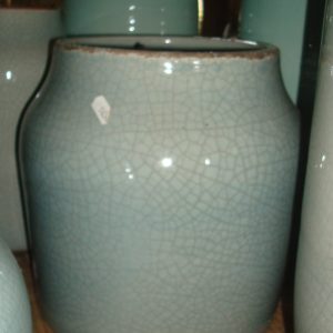 Blauw aardewerk, Luimes & Luimes, geglazuurd craquelé Oxford 1-3 l blue rond doorsnede 30x30 hoogte 28  cm  plant pot / bloem vaas (op voorraad) v1
