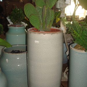 grijs licht blauw aardewerk, Luimes & Luimes, geglazuurd met craquelé g blauw Birmingham 5-2 l blue 20x20x25 plant pot bloem vaas (op voorraad) v1