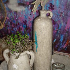 grijs aardewerk, Luimes & Luimes, geglazuurd Vienna 12-2 P 10x10x40 bloem vaas pot kruik kan (op voorraad) V1