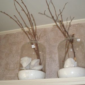 glas helder met witte onderkant, Luimes & Luimes, windlicht bloem vaas glas (op voorraad) V2
