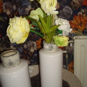 Wit aardewerk, Haans Lifestyle, geglazuurd bloem vaas plant pot vase round white long stoneware vaas 10x10x28,5 (op voorraad) V1