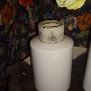 Wit aardewerk, Haans Lifestyle, geglazuurd vaas vase round white top stoneware vaas 15x15x25 (op voorraad) V 1