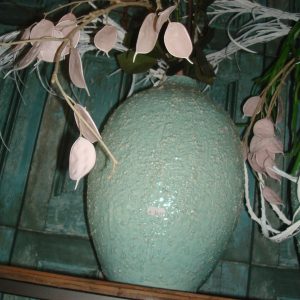 Blauw turquoise geglazuurd bewerkt aardwerk ronde bloem vaas plant pot, Luimes & Luimes, geglazuurd met smalle opening Bristol 5D l blue pot/vaas 26x26x36 (op voorraad) V1