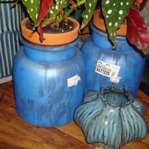 blauw glas, Ter Steege, windlicht  Vase Oxidine blue pot/vaas glas 18x18x22 cm (op voorraad) v2