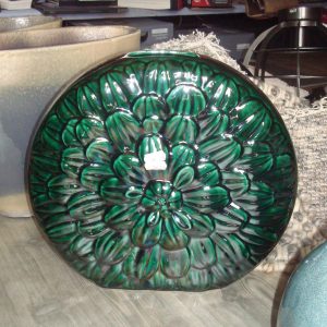 groen donker, Luimes & Luimes,  geglazuurd bijzonder opdruk smal ovaal TOBAGO 4_2 FLOWER VASE DARK GREEN 34,5X9,5X31,5CM vaas (op voorraad) v 1