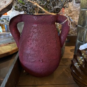 Rood bordeaux, aardewerk, Luimes & Luimes, geglazuurd craquelé bloem vaas plant pot Vienna 6-4 P 20x15x20 (op voorraad) v1