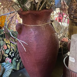 Rood bordeaux, aardewerk, Luimes & Luimes, geglazuurd craquelé: bloem vaas plant pot kruik 20x20x42 (op voorraad) V1