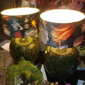 groen aardewerk, Light & Living,  geglazuurd  kruik pot  Tafellamp/lamp/lampvoet sfeer lees licht doorsnede 33x45,5 cm Ducano keramiek mos (op voorraad) v2