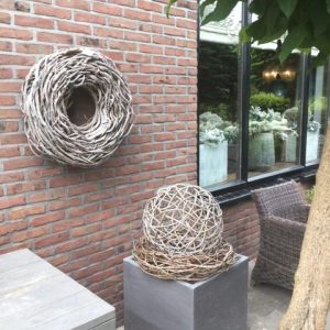 grijs bruin wreath takken krans rond, van Dijk, groot 65 cm doorsnede rond diep 25cm  (op voorraad) V2