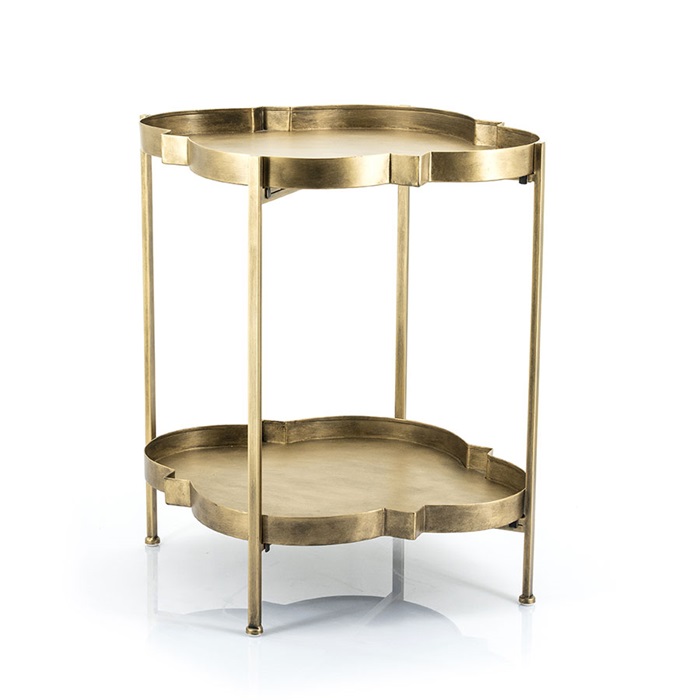 Boo, brons gouden geheel van metaal hoek / kastje met onder plateau organisch gevormd tafel Briny (BxDxH): 57,5x50x62 cm (op voorraad) v1 - M.M. Metamorphosis