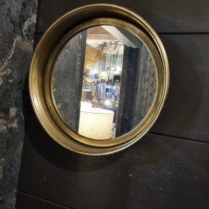 brons gouden  ijzer spiegel, GoRound, Offset GDS rond 26 cm doorsnede x rand hoogte 7 cm large (op voorraad) V1