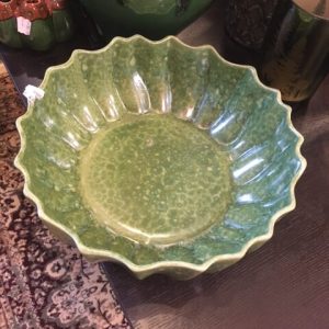 groen aardewerk, Luimes & Luimes, geglazuurd  fruit /schaal/bak /kom/ NANCY 4 L.GREEN BOWL 35X11CM  (op voorraad) V1