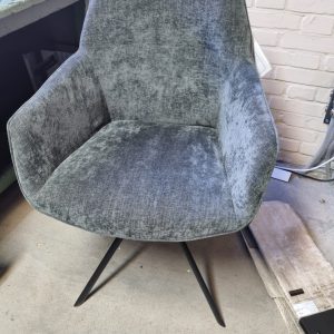 Lifestyle Home Collection, grijs, antraciet, stof:, kuip/eetkamer/stoel draaibaar, Johnson rotating dinning chair, zwart metaal onderstel, ( L x B x D ) 84cm x 59cm x 60 cm, ( Op voorraad ) V1