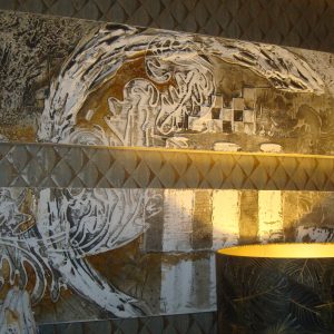 geel oker goud met wit bruin, olie30120 2 Luik (2 losse doeken) Ter Halle, per element breedte 120cm, hoog per 30 cm hoog samen 1.20 lang en  60 cm hoog  2 delig  (op voorraad) v1