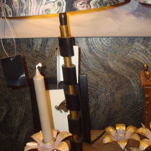 Zwart Brons koper gouden, Diga Colmore, met zwarte accenten van metaal , staande tafel lees sfeer lampen voet,  metalen voet ovaal 10 cm bij 15 cm , lamp base w-gold alu raw-black, totaal 50 cm hoog en 7 cm doorsnede  (op voorraad) V 2