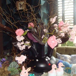 Zwart, Diga Colmore, vaas met 7 openingen voor bloemen / tulpen vaas, 7/mouth Alu Raw/Black, 40x40x38) V0