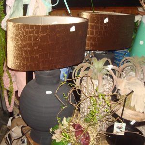 bruin fluweel, light & Living,  met croco slangen print motief, Praya kap ovaal recht, voor op lampen voet of hangend lampenkap/lamp, L38-H17,5-B19 (op voorraad) V2