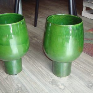 groen aardewerk, Luimes & Luimes,  geglazuurd  bloemen vaas / plant pot,  kunstwerk MOROCCA 2_2 GREEN 15X20X30CM (op voorraad) V2