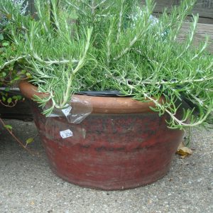 rood bordeaux aardewerk, Nieuwkoop Europe, geglazuurd, Mystic Ocean, plant pot bloem vaas  17 cm hoog en 32 cm doorsnede (op voorraad) V1