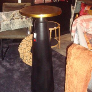 zwart aluminium onderstel met gouden tafel blad pilaar bar plant tafel, Diga Colmore,  Column ALU raw/ant gold matt black 4, 1 m hoog, onderstel 30cm doorsnede en blad 40cm doorsnede (op voorraad) V1