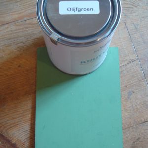 Verf natuurlijk, Olijf groen, Handig met 1 soort verf geschikt voor op hout, muur, kunststof, tegels en stof zonder primer afneembaar. (op voorraad) V1