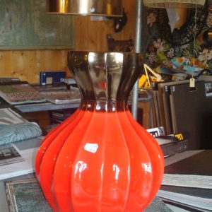 rood  brons aardewerk, Luimes & Luimes, geglazuurd met overloop tinten bijzondere bloem vaas plant pot keramiek aardewerk kunstwerk sierlijk , Rhode Island 2 Red golden 30x29x39 cm  ( voorraad) V2