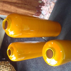 geel oker oranje aardewerk, Luimes & Luimes, geglazuurd bloemen vaas / plant pot, kunstwerk Belangio 7-3  17x69 cm orange de hoogste op de foto  ( op voorraad) V1