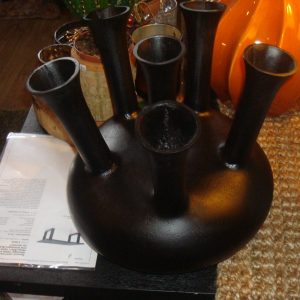 Zwart, Eurolight, met 6 openingen, Tulpenvaas Alu 6850, bloemen vaas, metaal,  Ø30x33cm V0