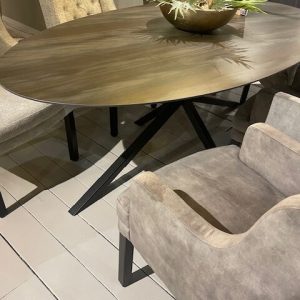 bruin keramiek eettafel brown rock ovaal tafelblad met zwart metalen, Dimondi by Tuegra genaamd kruis poot, ovalen tafel / eettafel, met EXTRA KORTING Afmetingen (l x b x h) 240 x 120 x 73,5 cm  V00
