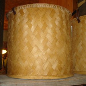 bruin naturel bamboe, Ter Steege / pot en mand PTMD, hoogte: 39 cm, doorsnede: 40 cm, bamboe gevlochten mand / bloem vaas / plant pot (op voorraad) v2