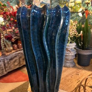 blauw aqua, Luimes & Luimes, bloemen vaas / plant pot, aardewerk geglazuurd keramiek, CORSICA 3_2 DARK GREEN REACTIVE 23,5X41CM (op voorraad ) V 1