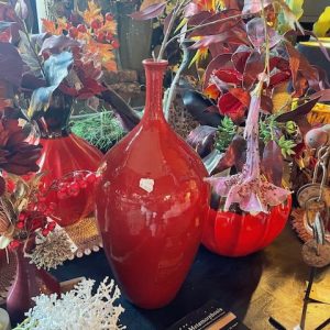 rood aardewerk, Luimes & Luimes,  geglazuurd bloem vaas plant pot: h 65 doorsnede breedste punt 21 cm en hals opening buiten lijn 4.6 cm  bloem  vaas  (op voorraad) V1