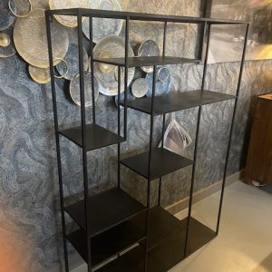 zwart metaal  wand schap rek hang of staand wand muur, Varios,, keuken wand rek ophang plant shelf boeken plank met ophanging aan de achterkant Rek 28 diep 110 beeed 150 hoog  ( op voorraad ) v 1