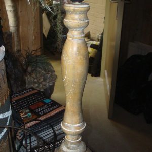 bruin hout grijs, Light and living, handwerk gedraaide houten voet prachtig decoratief tafel / staande / lees / sfeer / bureau lamp, Diameter 11 en hoogte 40 cm (op voorraad) V1