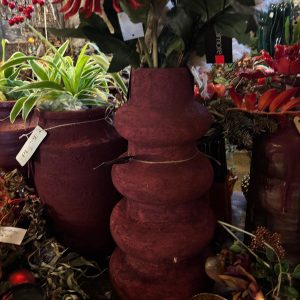 Rood bordeaux, aardewerk mat plant pot / bloem vaas Cima - soft brown, Isaa, Afmetingen (BxDxH): 22x22x49 cm  (op voorraad) v2