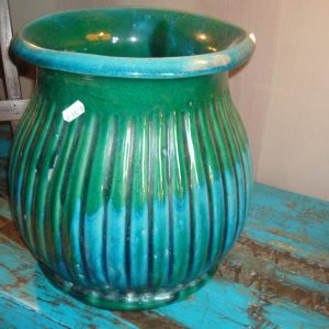blauw turquoise groen overloop tinten aardewerk geglazuurd plant pot bloem vaas, Luimes & Luimes, is ook voor buiten geschikt heeft een gaatje aan de onderkant, 29 cm hoog x 30 cm doorsnede (op voorraad ) V1